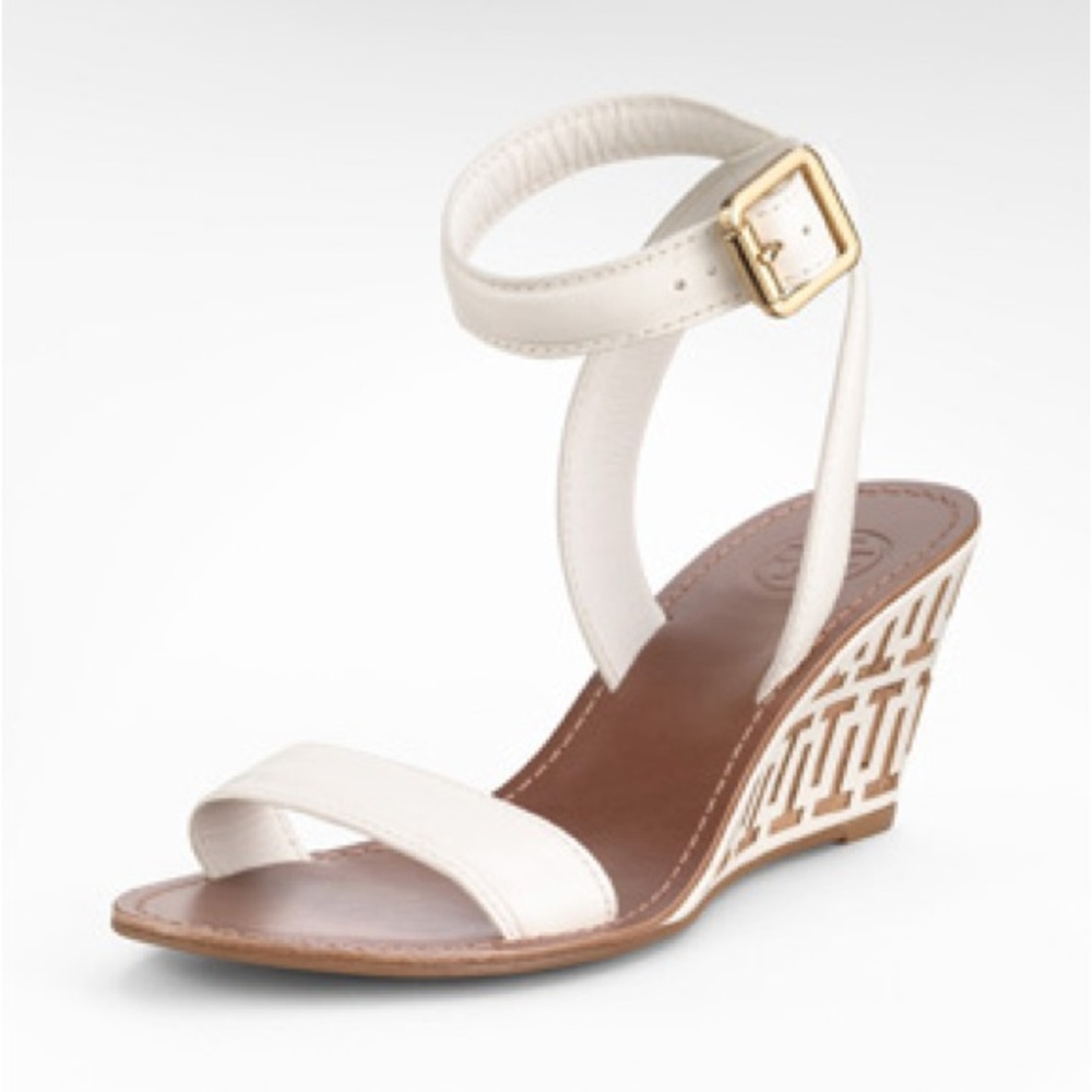 Tory Burch White and Tan Sandals